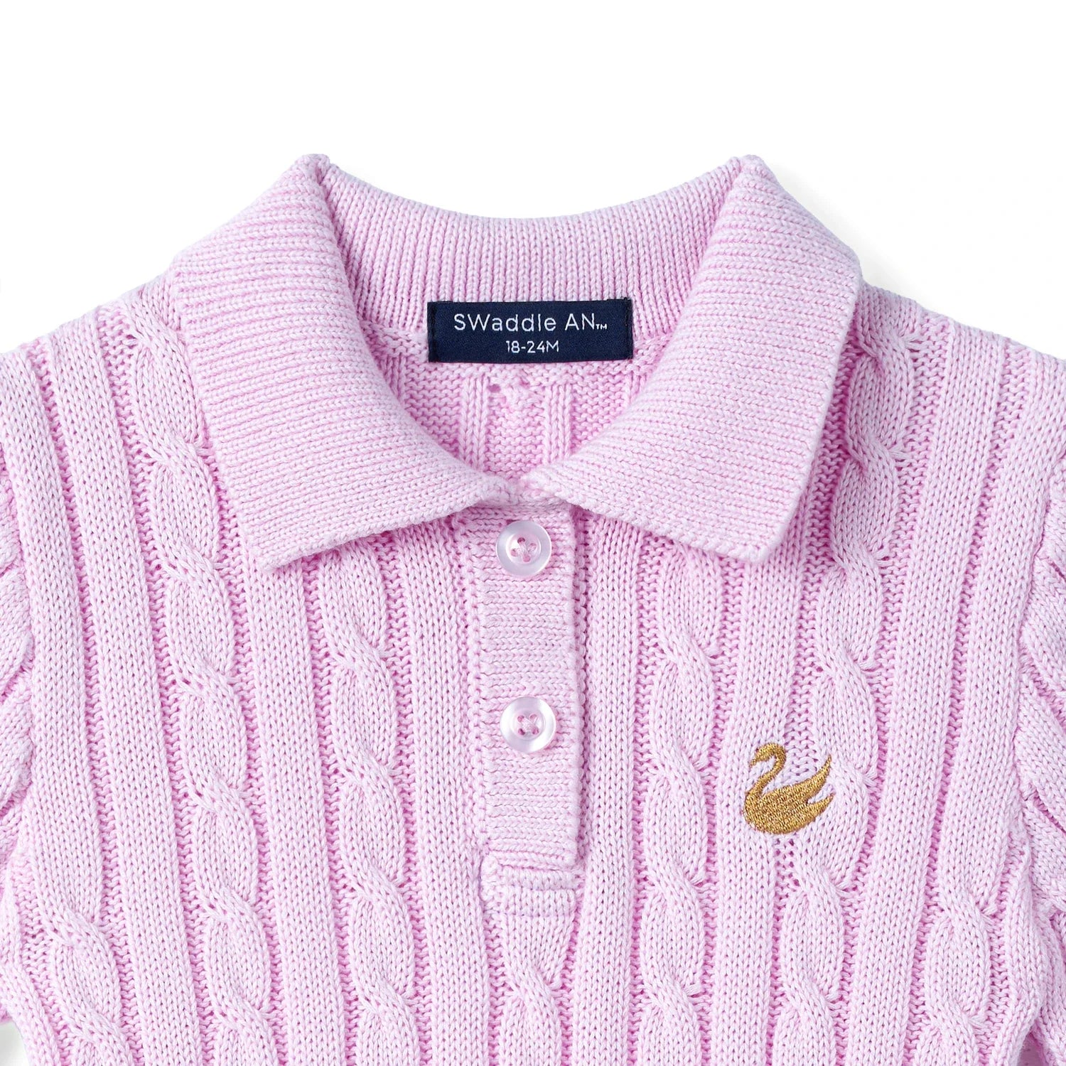 Cable Knit Polo Dress In Lilac