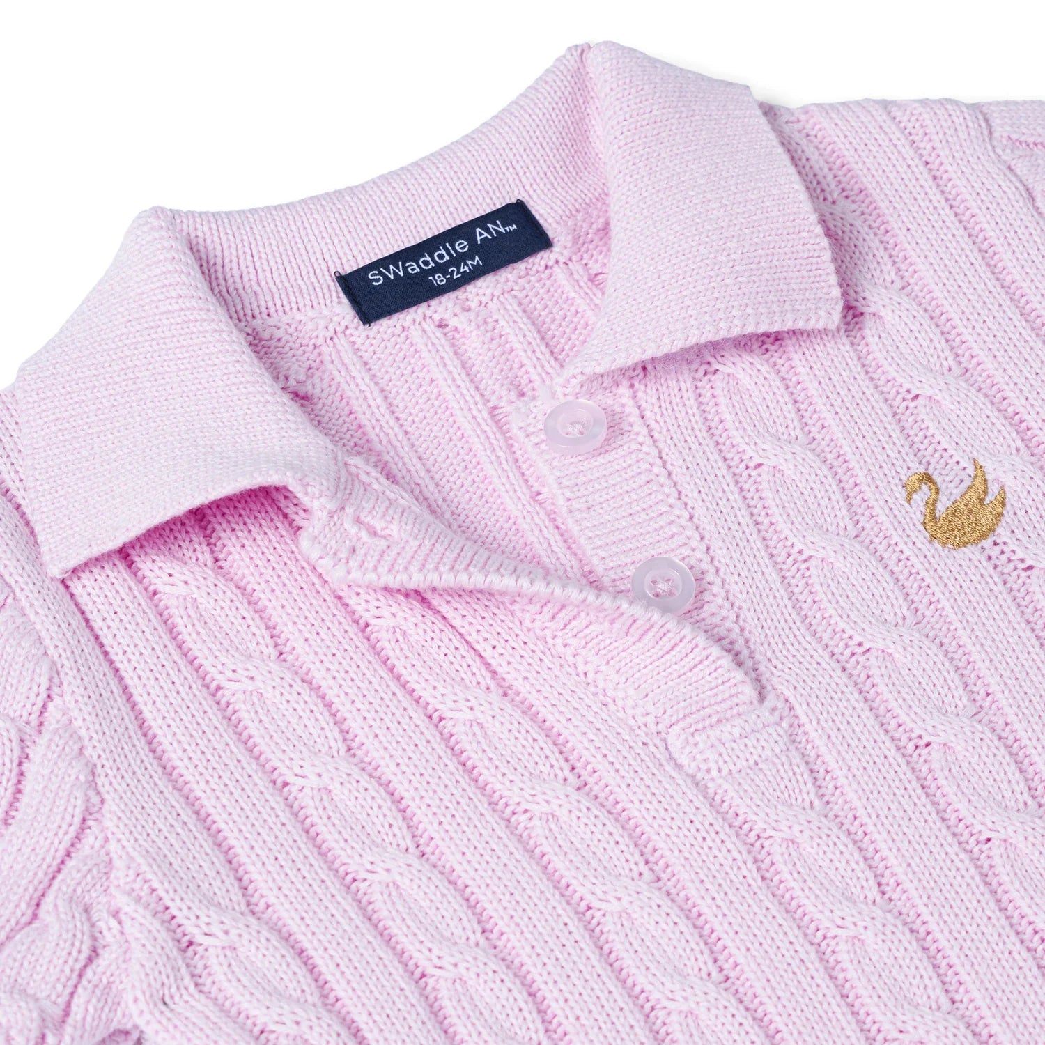 Cable Knit Polo Dress In Lilac
