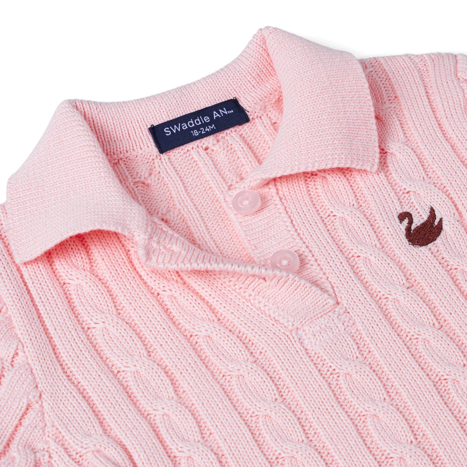 Cable Knit Polo Dress In Pink