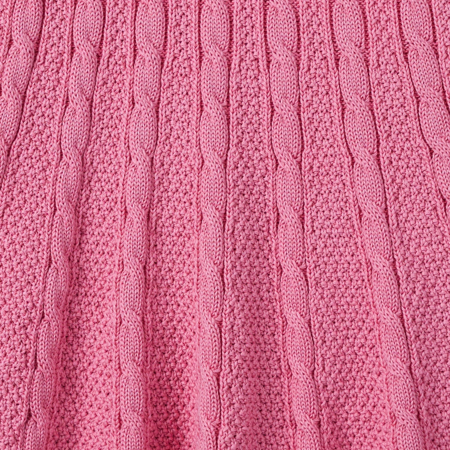 Cable Knit Polo Dress In Rose Pink