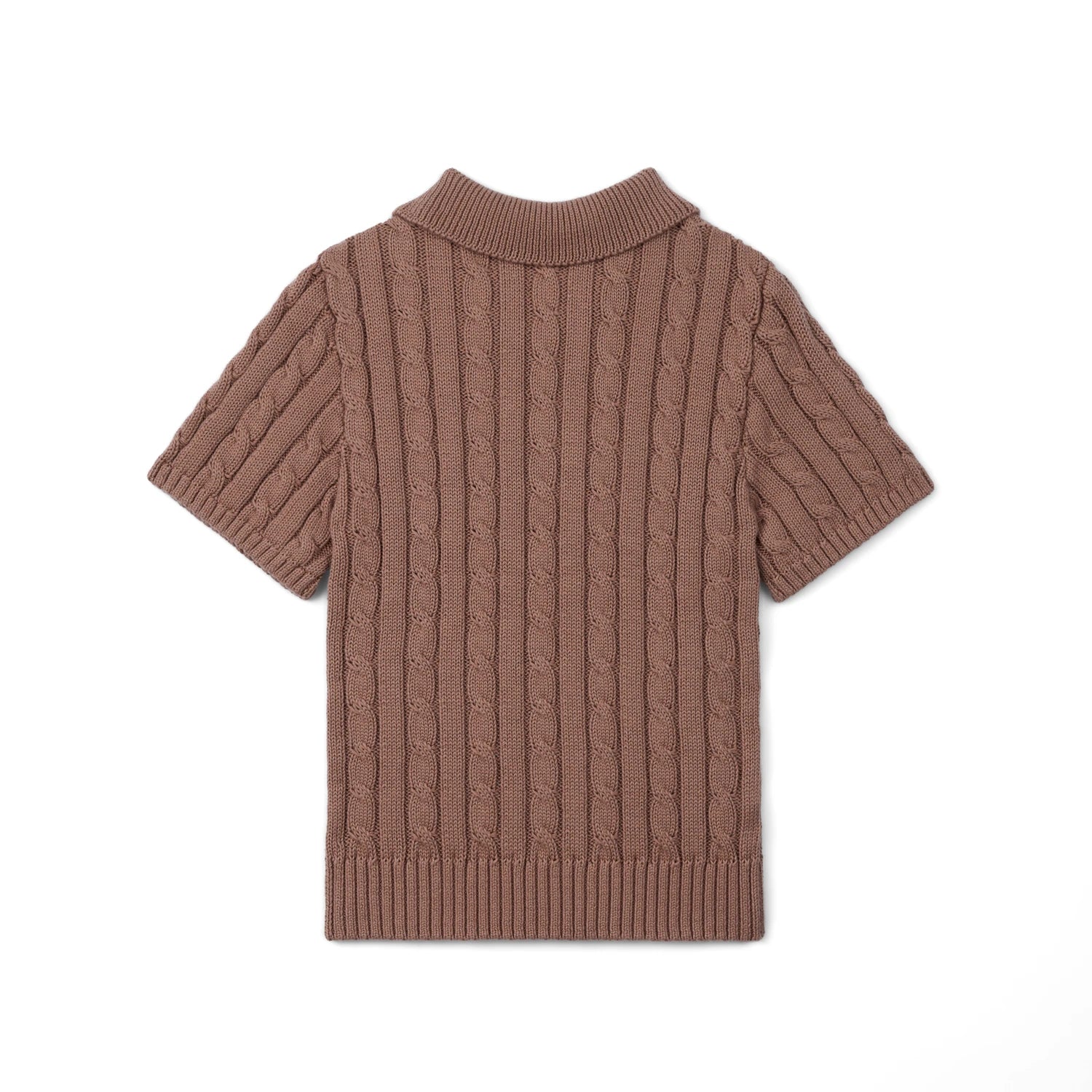 Cable Knit Polo Sweater In Mocha