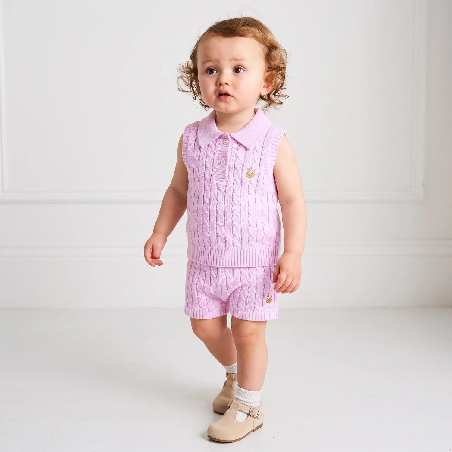 Cable Knit Short In Lilac