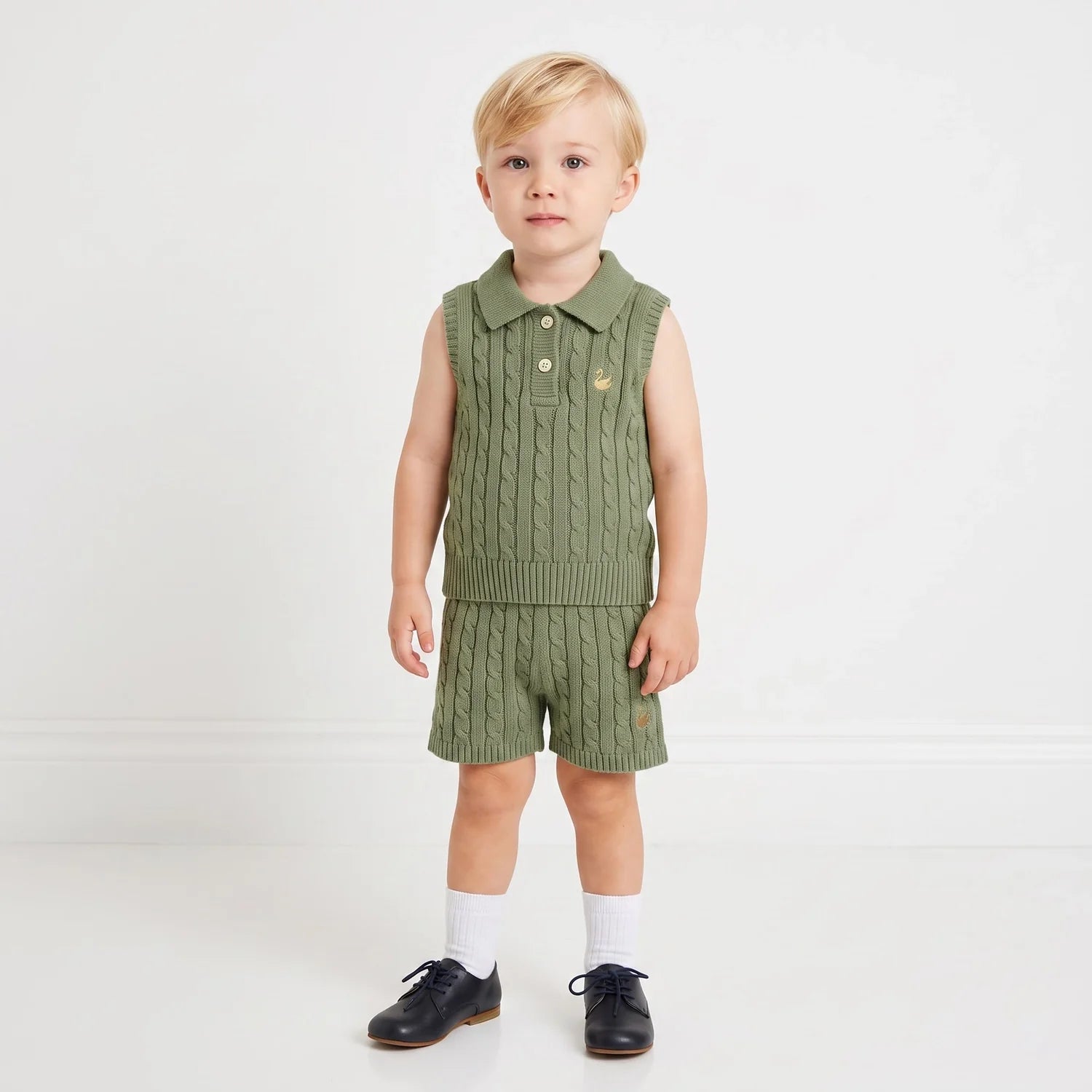 Cable Knit Short In Sage Green