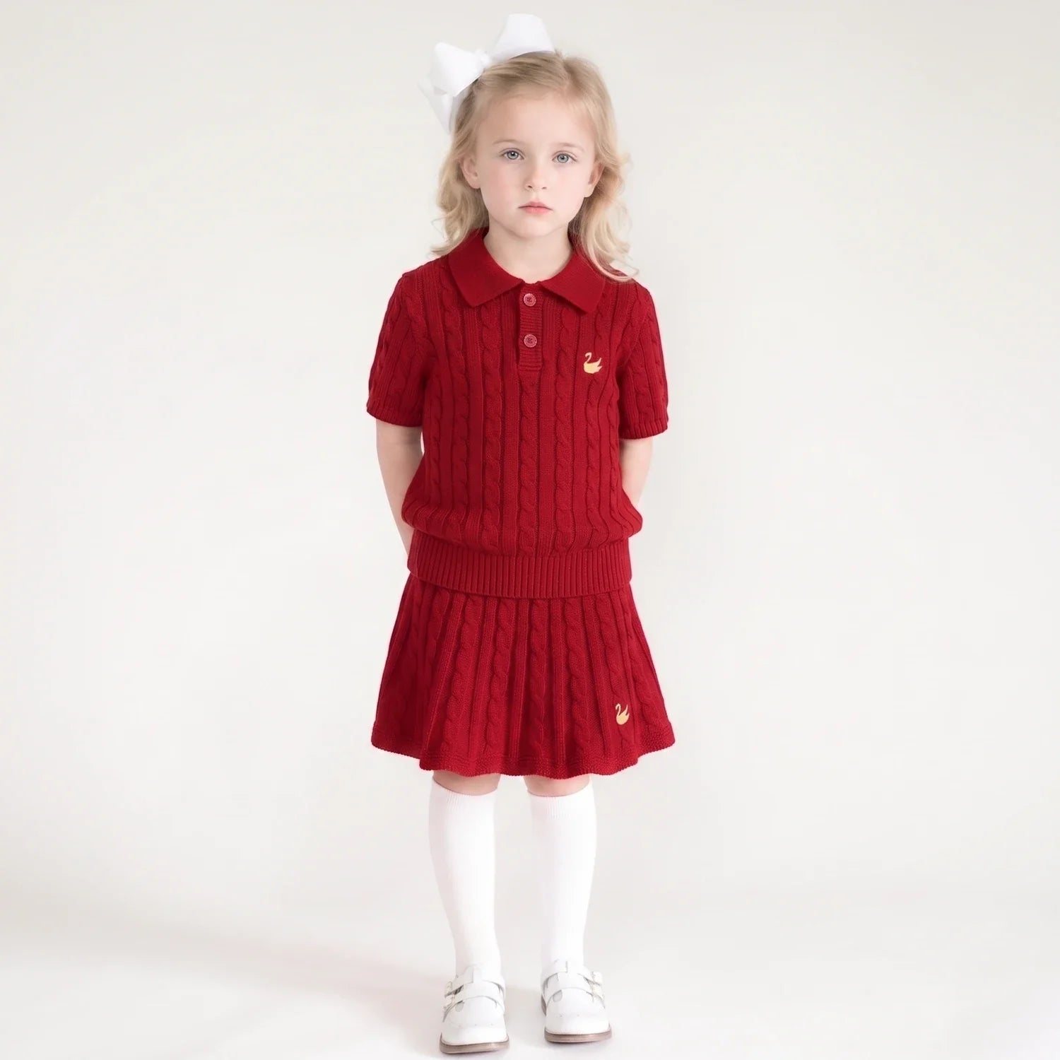 Cable Knit Skirts In Red Xmas