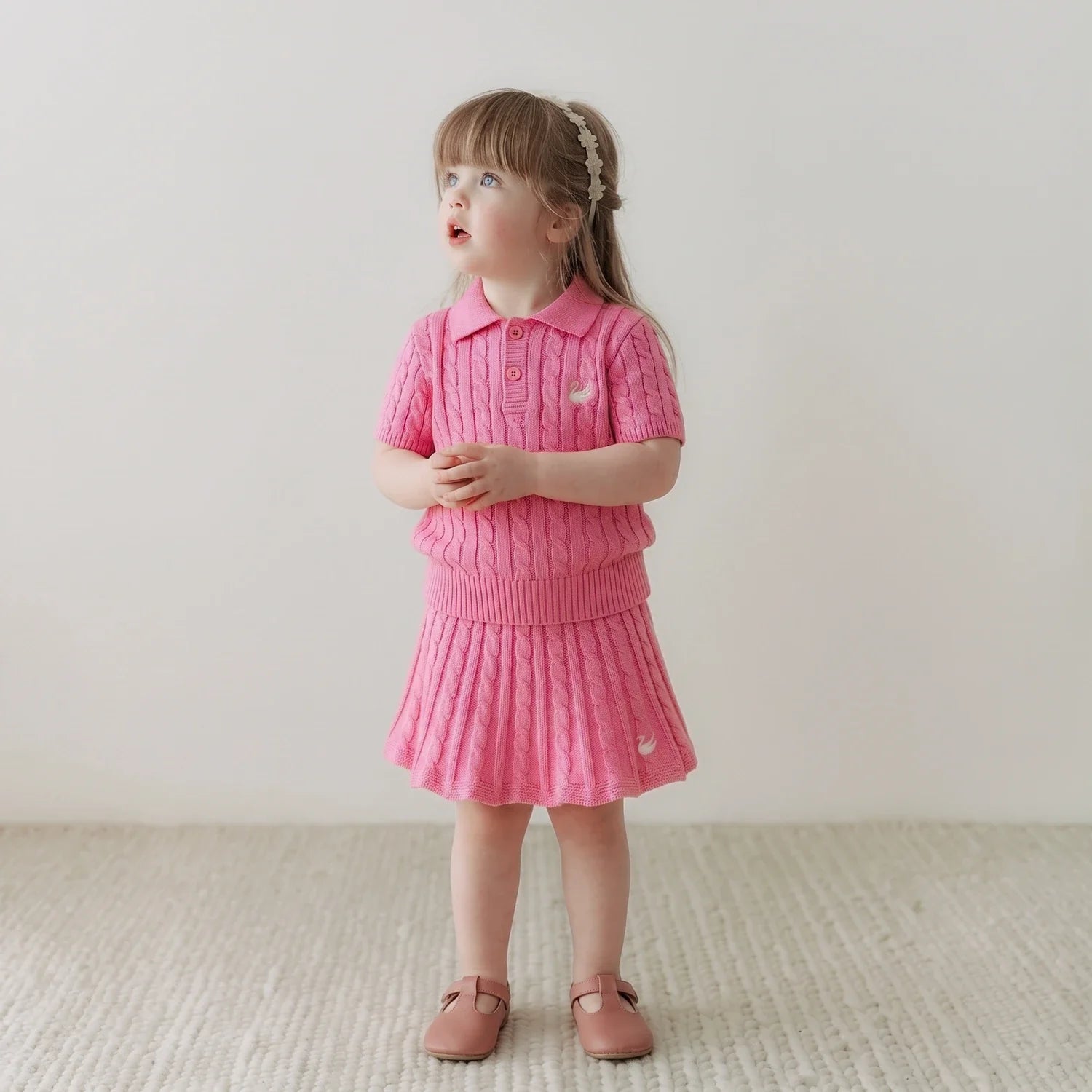 Cable Knit Skirts In Rose Pink