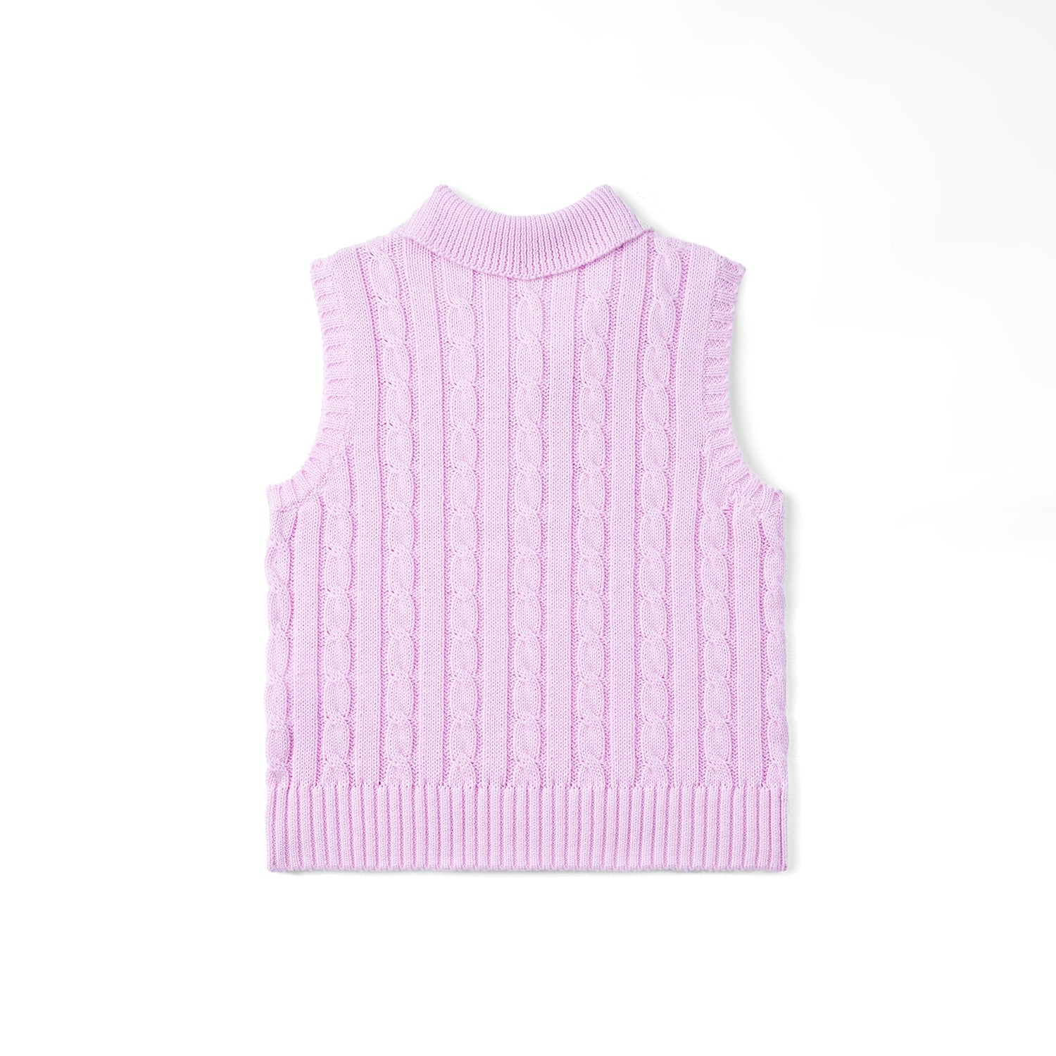Cable Knit Sleeveless Polo Shirt In Lilac