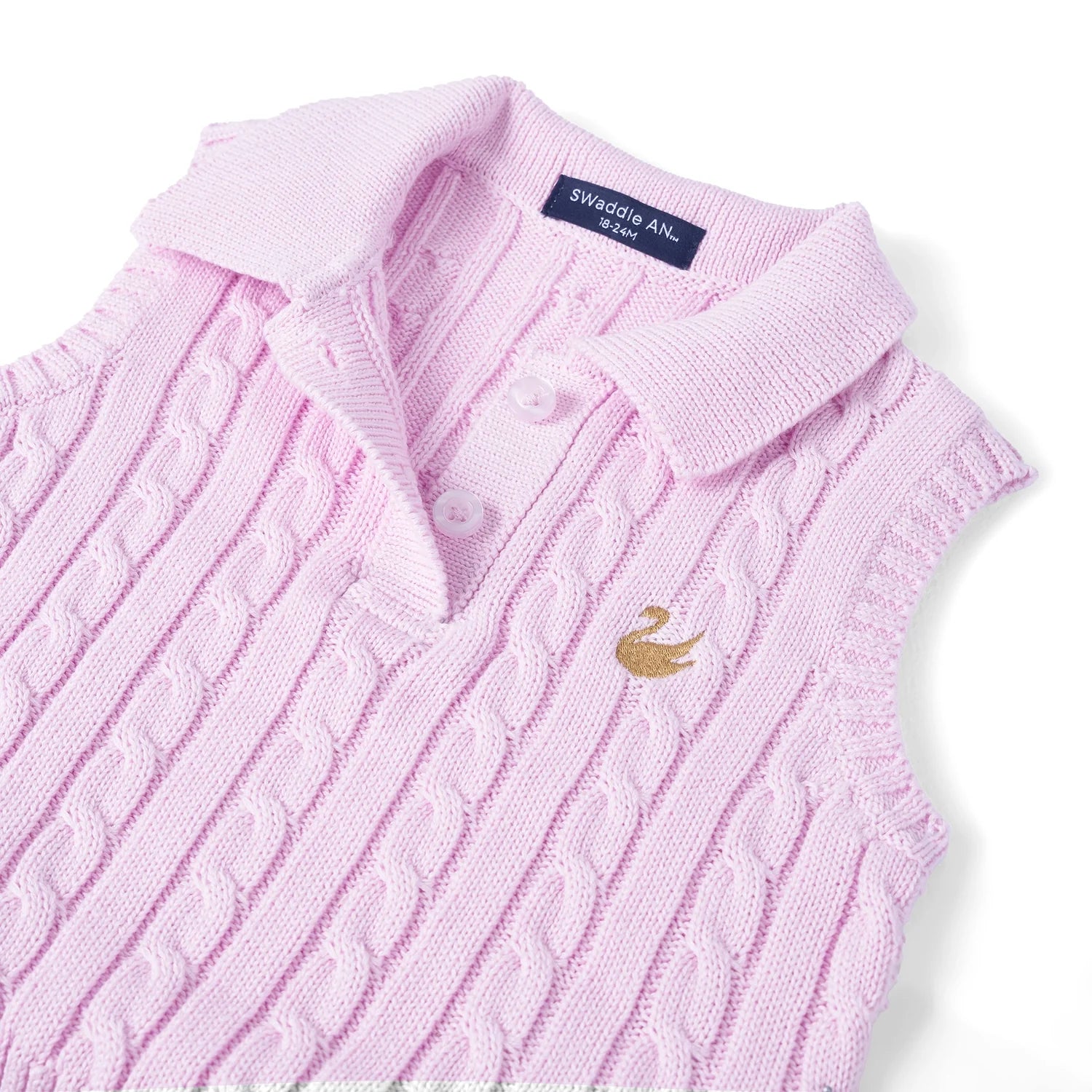 Cable Knit Sleeveless Polo Shirt In Lilac