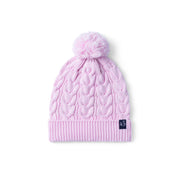 Cable Knit Pom Beanie In Lilac