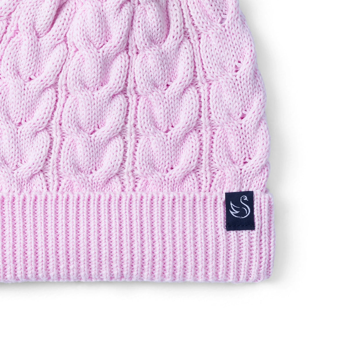 Cable Knit Pom Beanie In Lilac