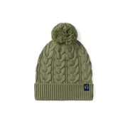 Cable Knit Pom Beanie In Sage Green