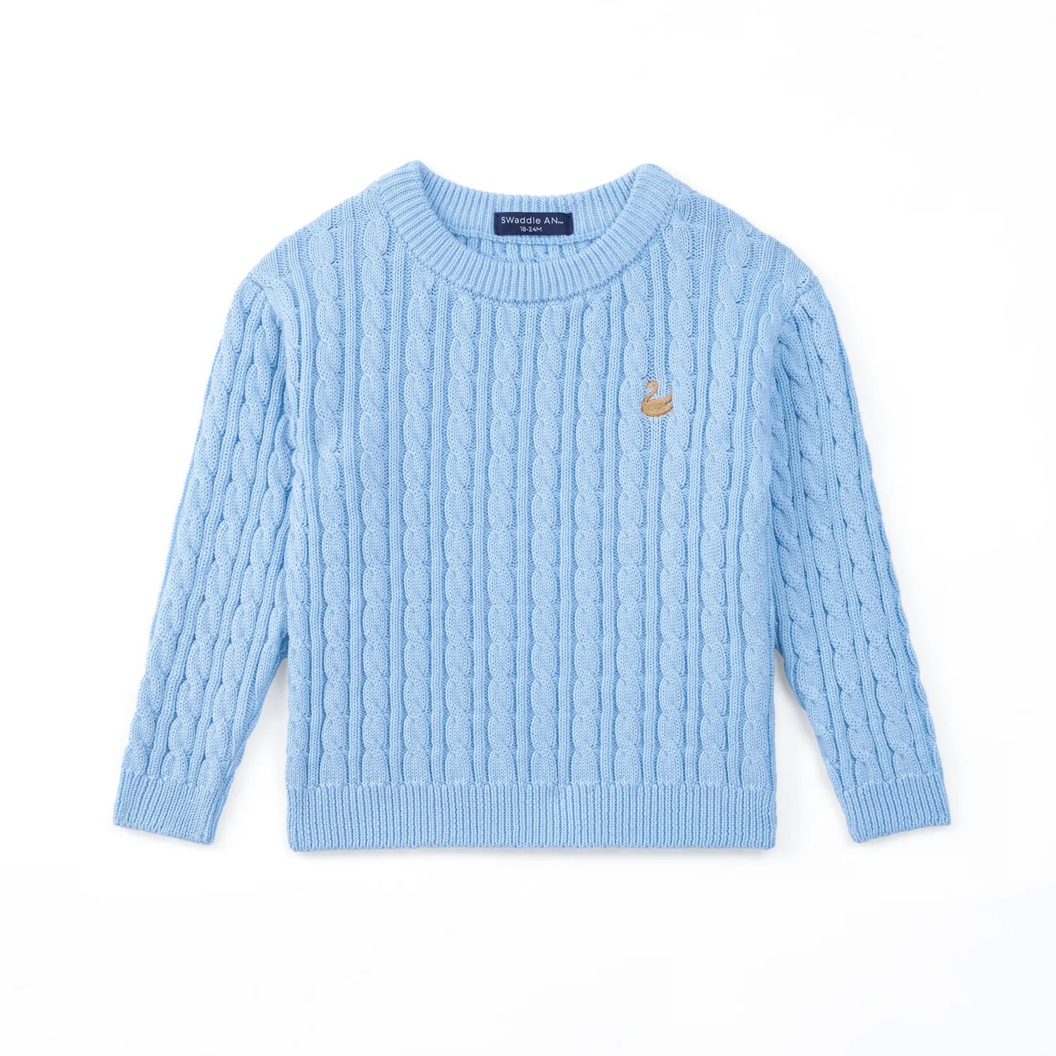 Classic Cable Knit Baby Sweater In Baby Blue