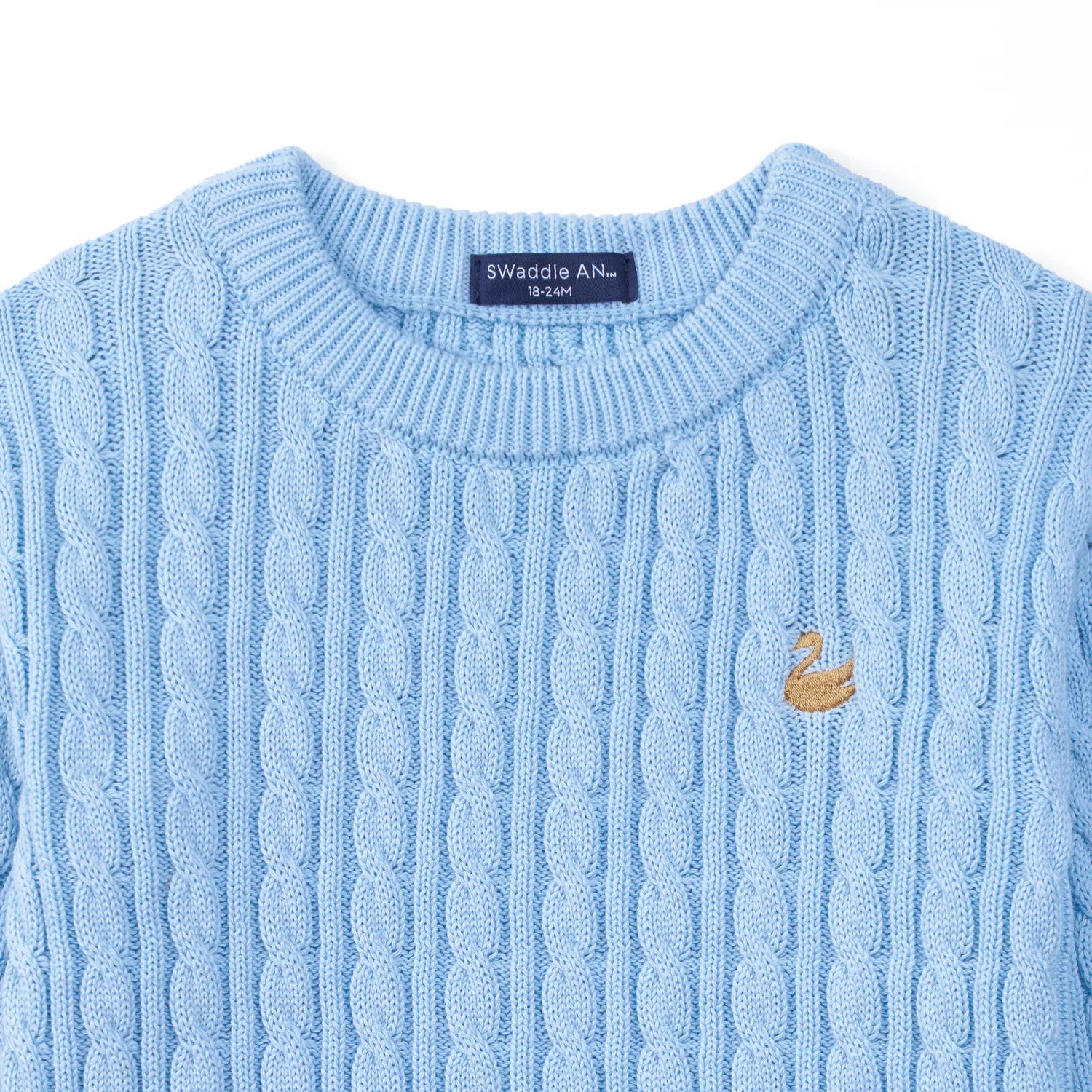 Classic Cable Knit Baby Sweater In Baby Blue
