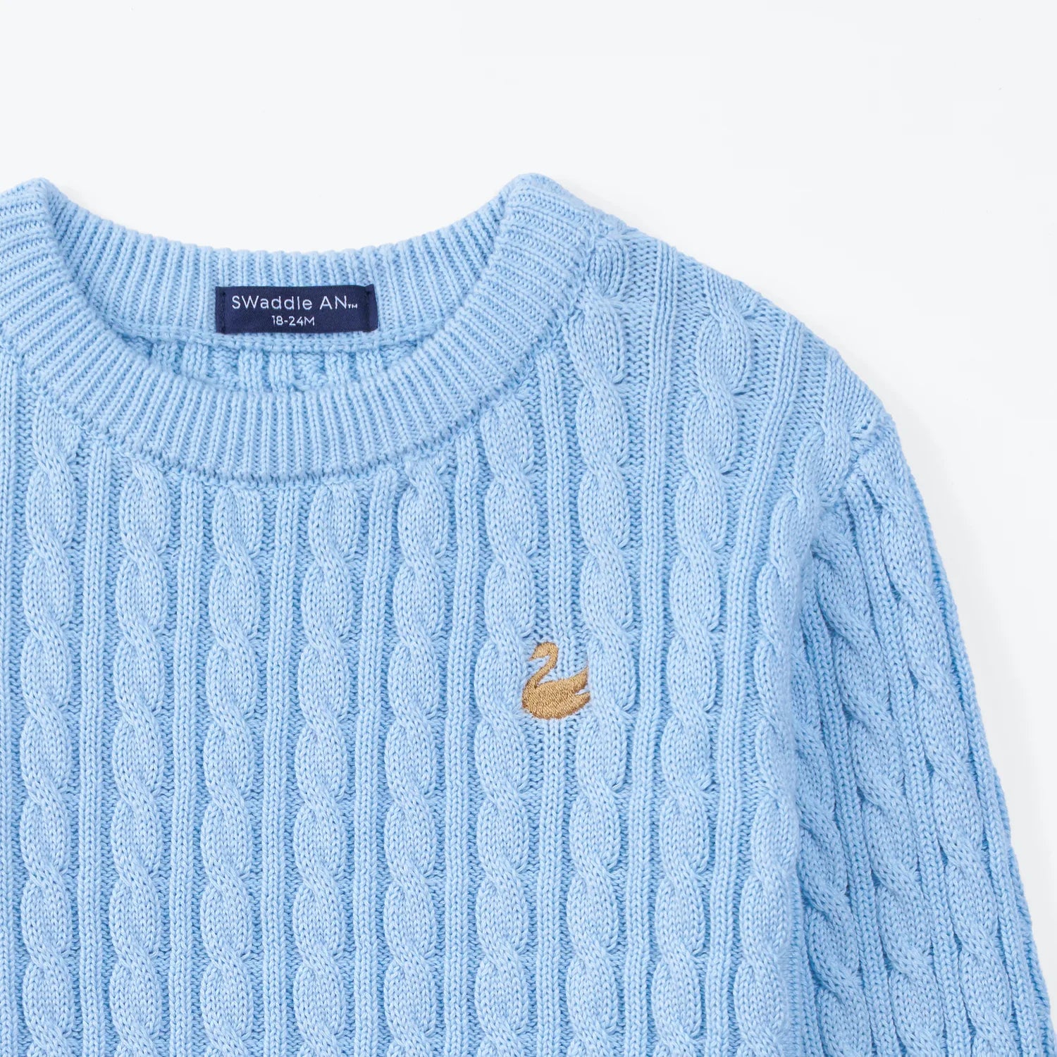 Classic Cable Knit Baby Sweater In Baby Blue