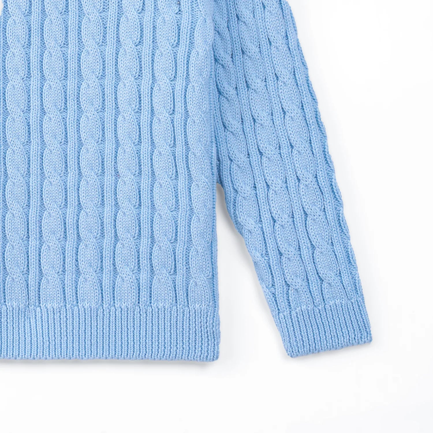 Classic Cable Knit Baby Sweater In Baby Blue