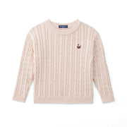 Classic Cable Knit Baby Sweater In Beige