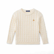 Classic Cable Knit Baby Sweater In Cream