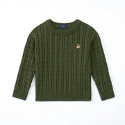 Classic Cable Knit Baby Sweater In Forest Green