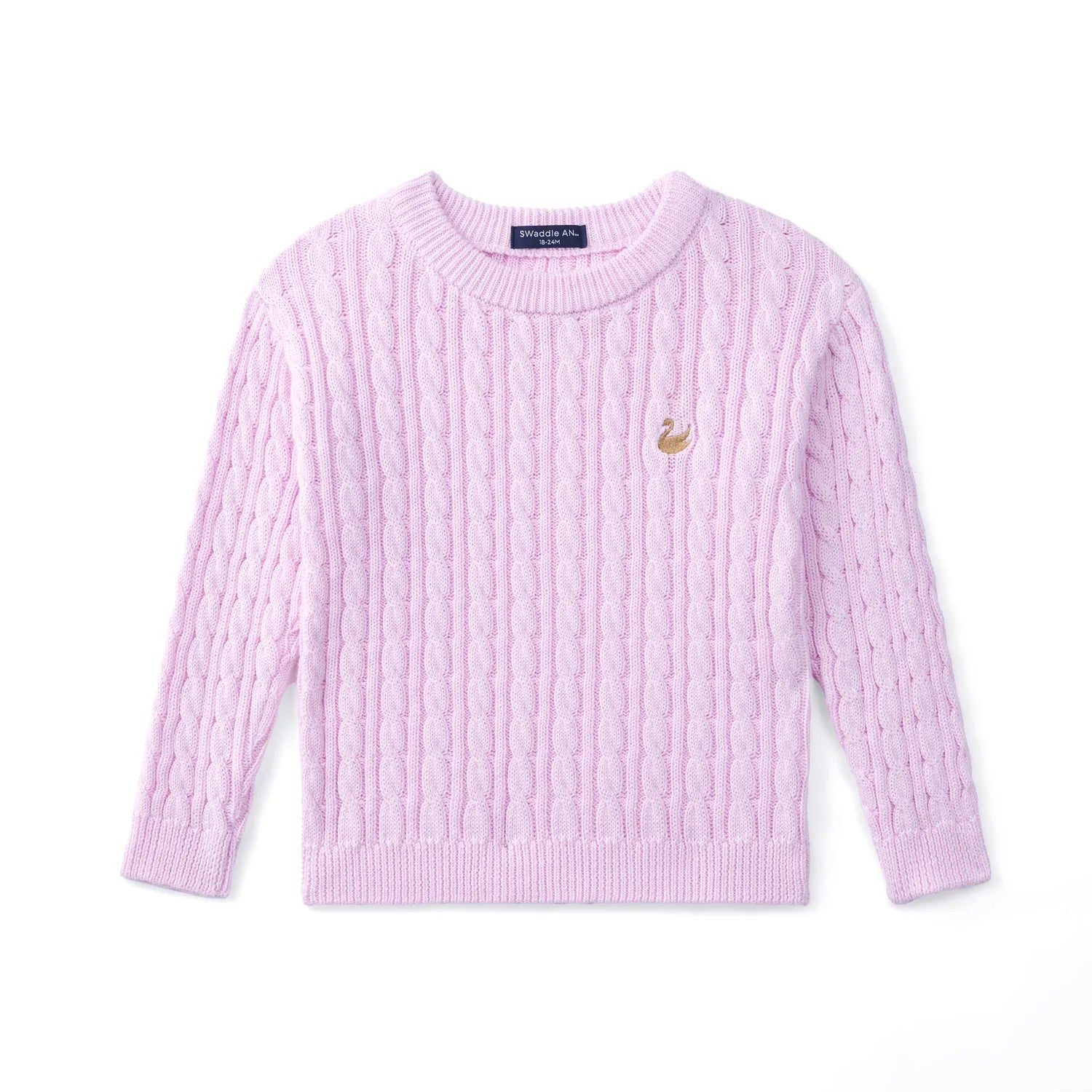 Classic Cable Knit Baby Sweater In Lilac