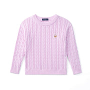 Classic Cable Knit Baby Sweater In Lilac