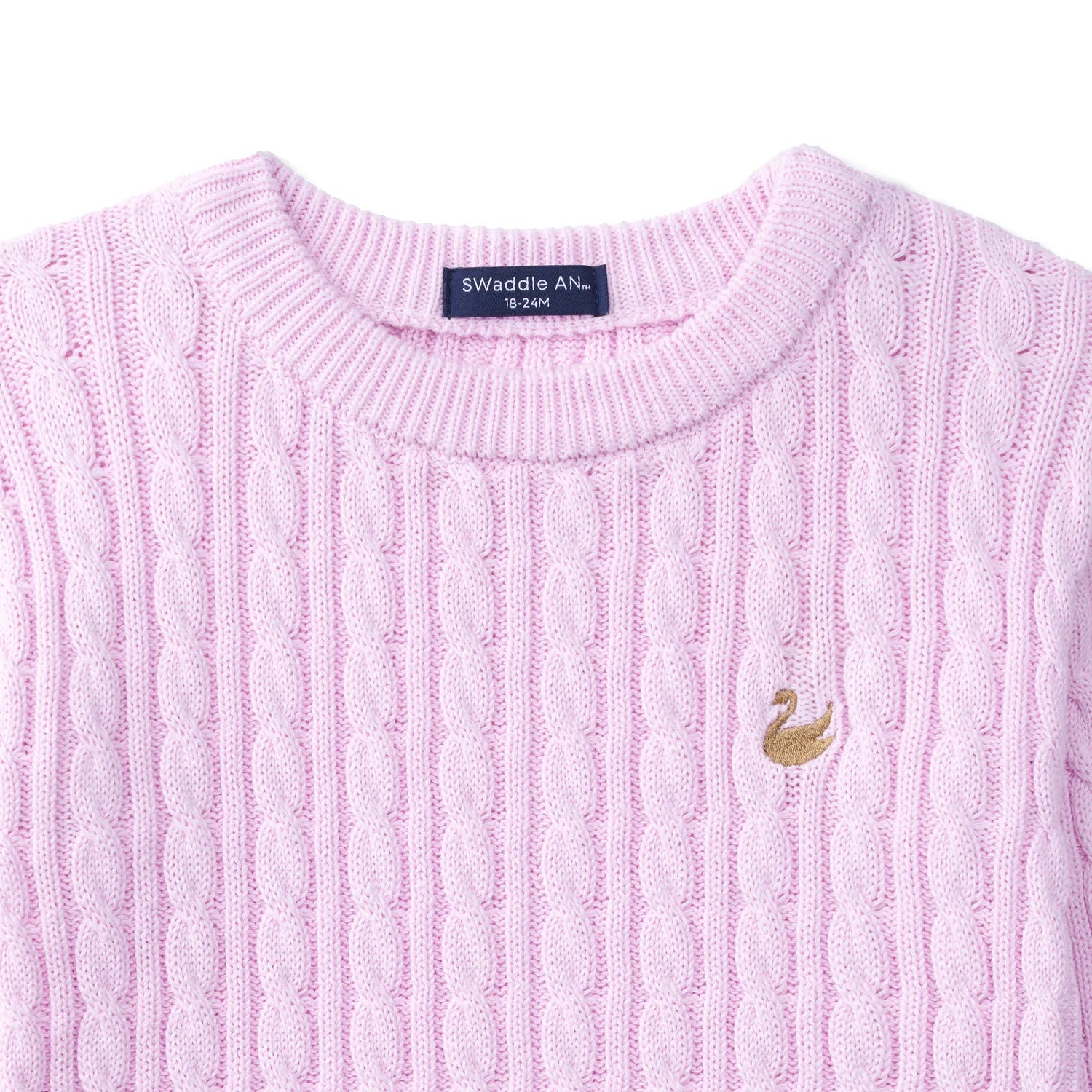 Classic Cable Knit Baby Sweater In Lilac