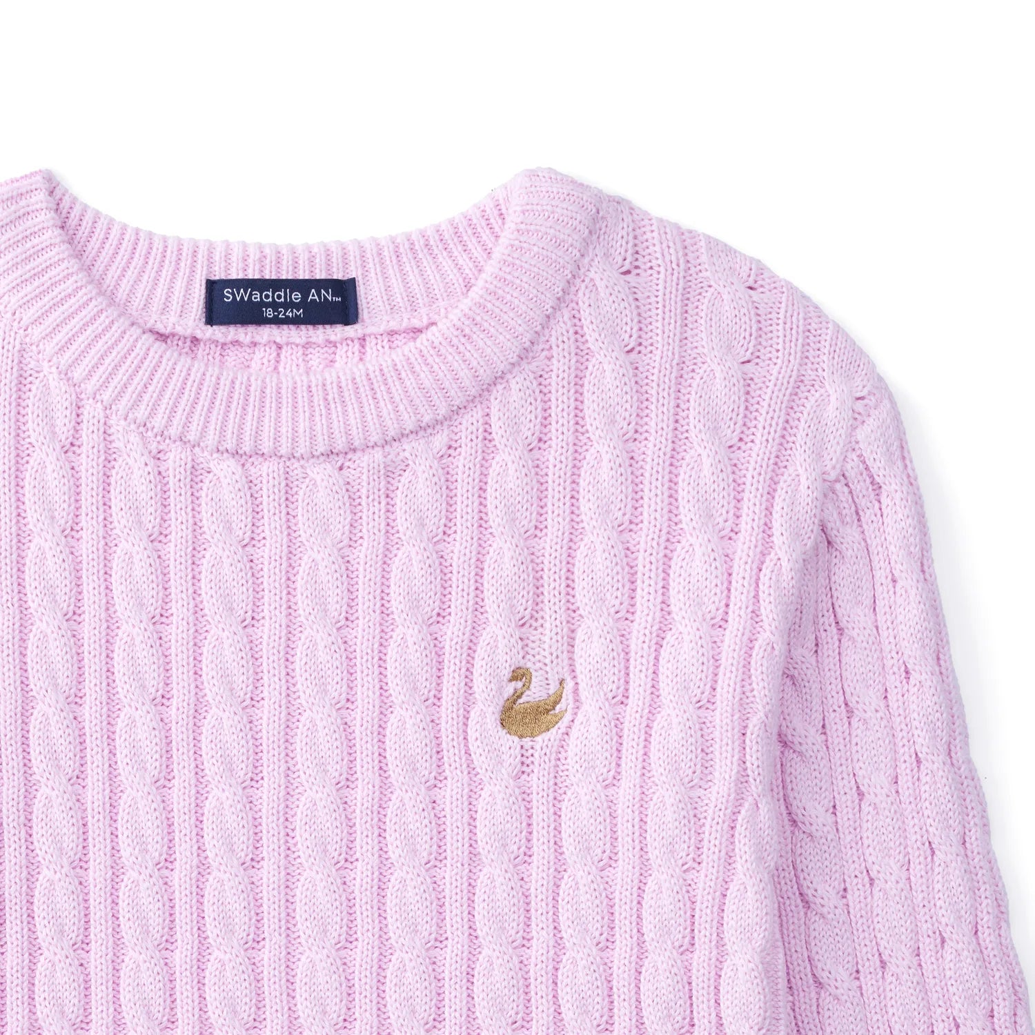 Classic Cable Knit Baby Sweater In Lilac