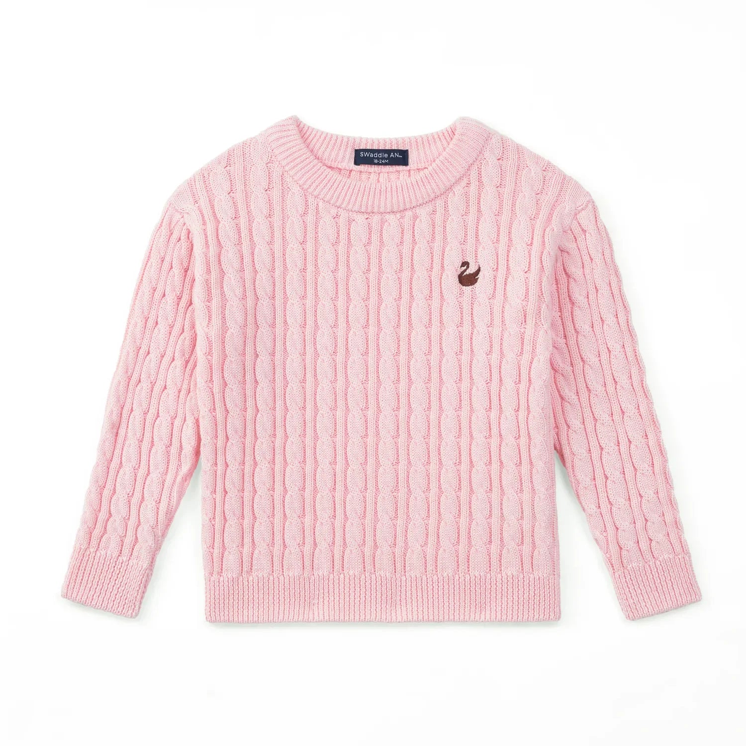 Classic Cable Knit Baby Sweater In Pink