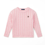 Classic Cable Knit Baby Sweater In Pink