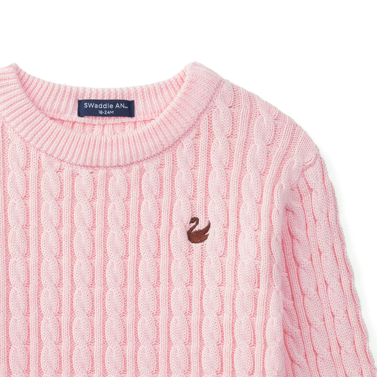 Classic Cable Knit Baby Sweater In Pink