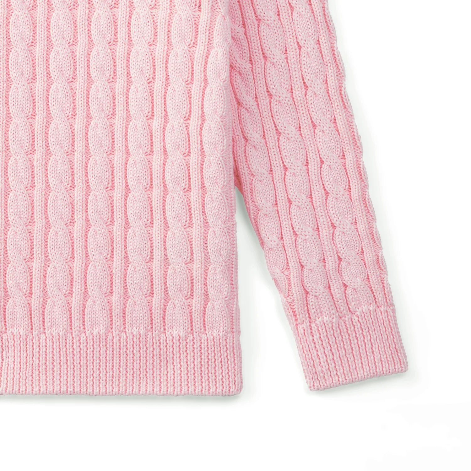 Classic Cable Knit Baby Sweater In Pink