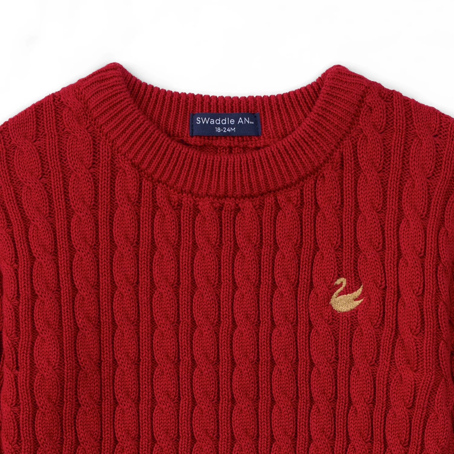 Classic Cable Knit Baby Sweater In Red Xmas