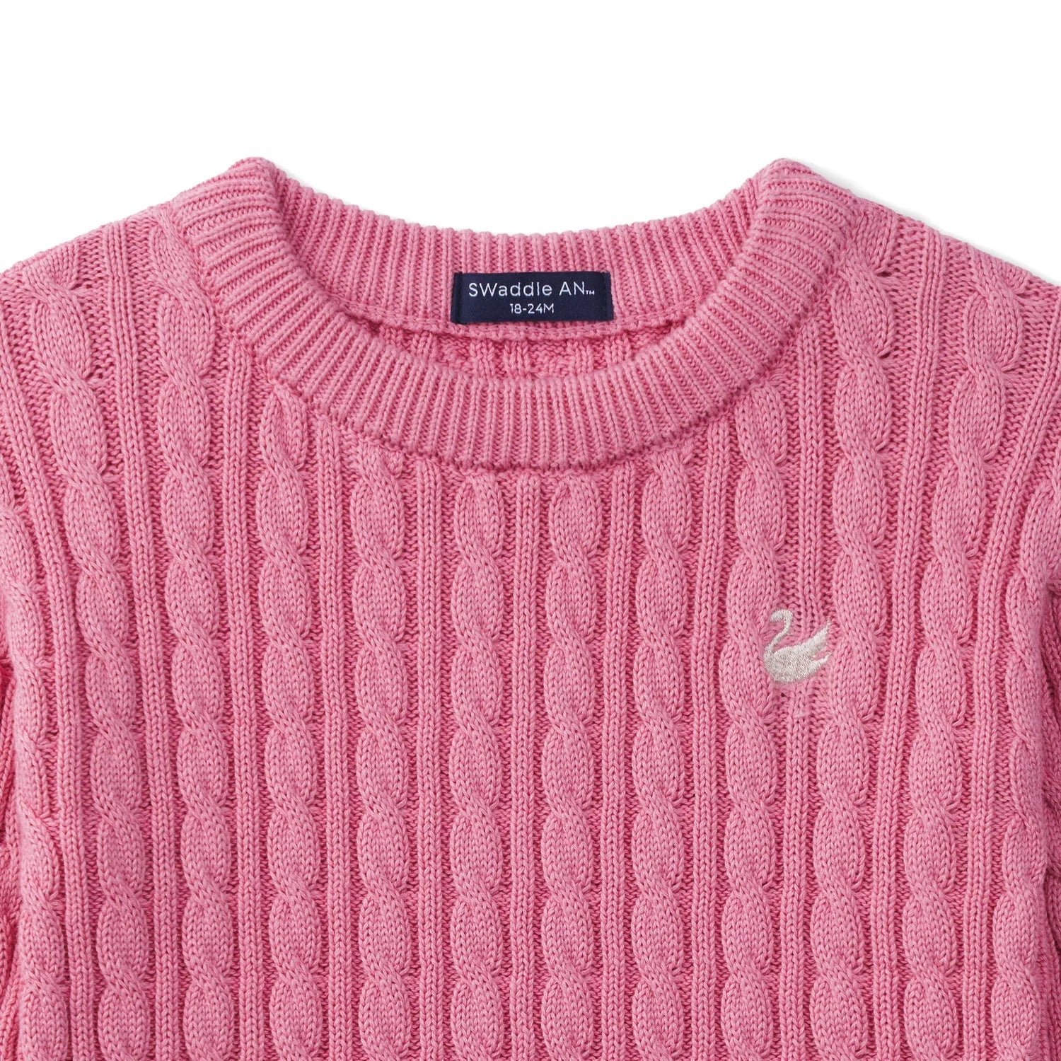 Classic Cable Knit Baby Sweater In Rose Pink