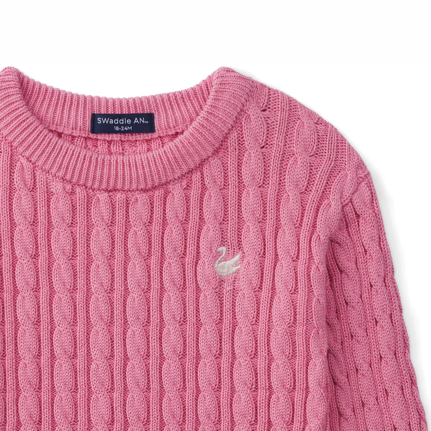 Classic Cable Knit Baby Sweater In Rose Pink
