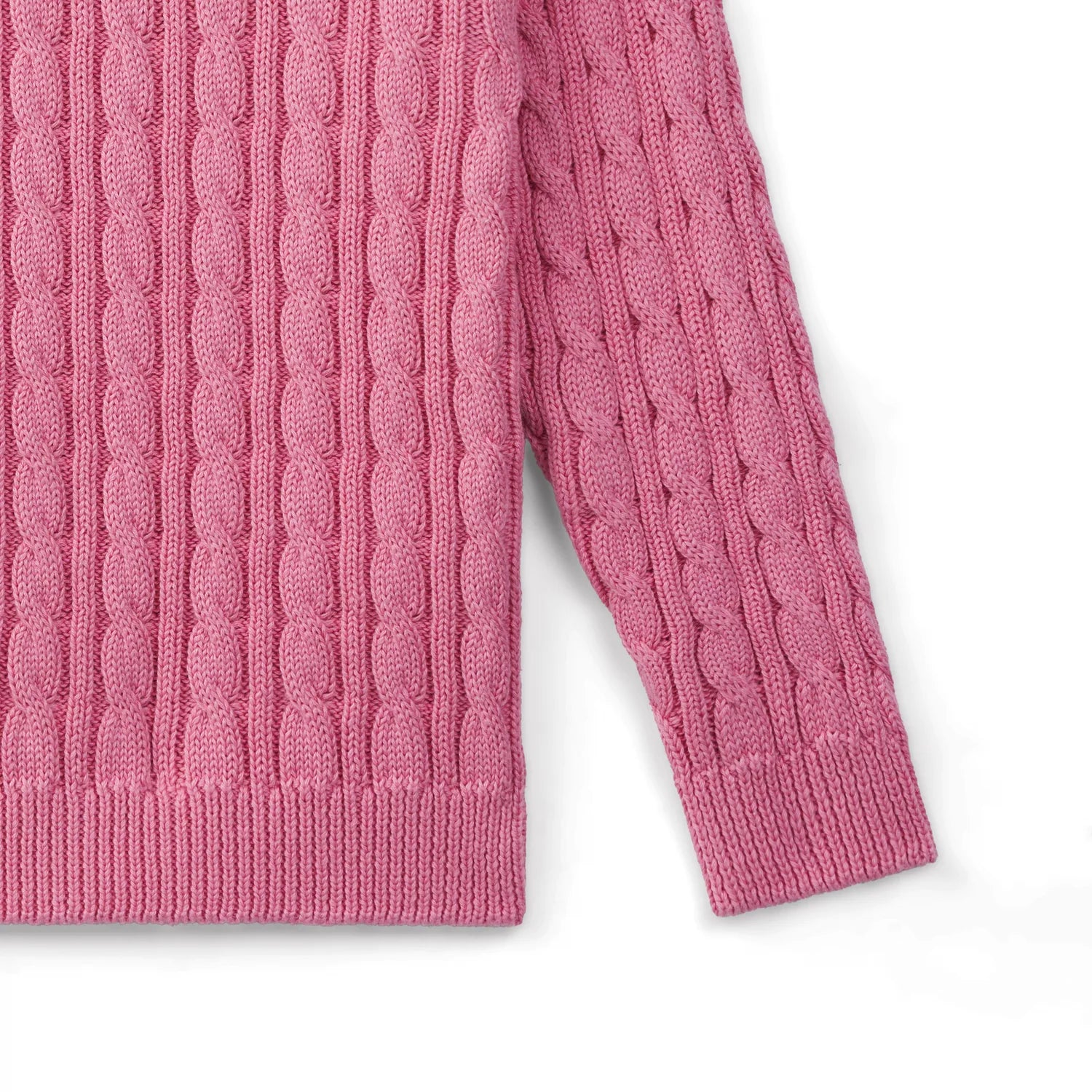 Classic Cable Knit Baby Sweater In Rose Pink