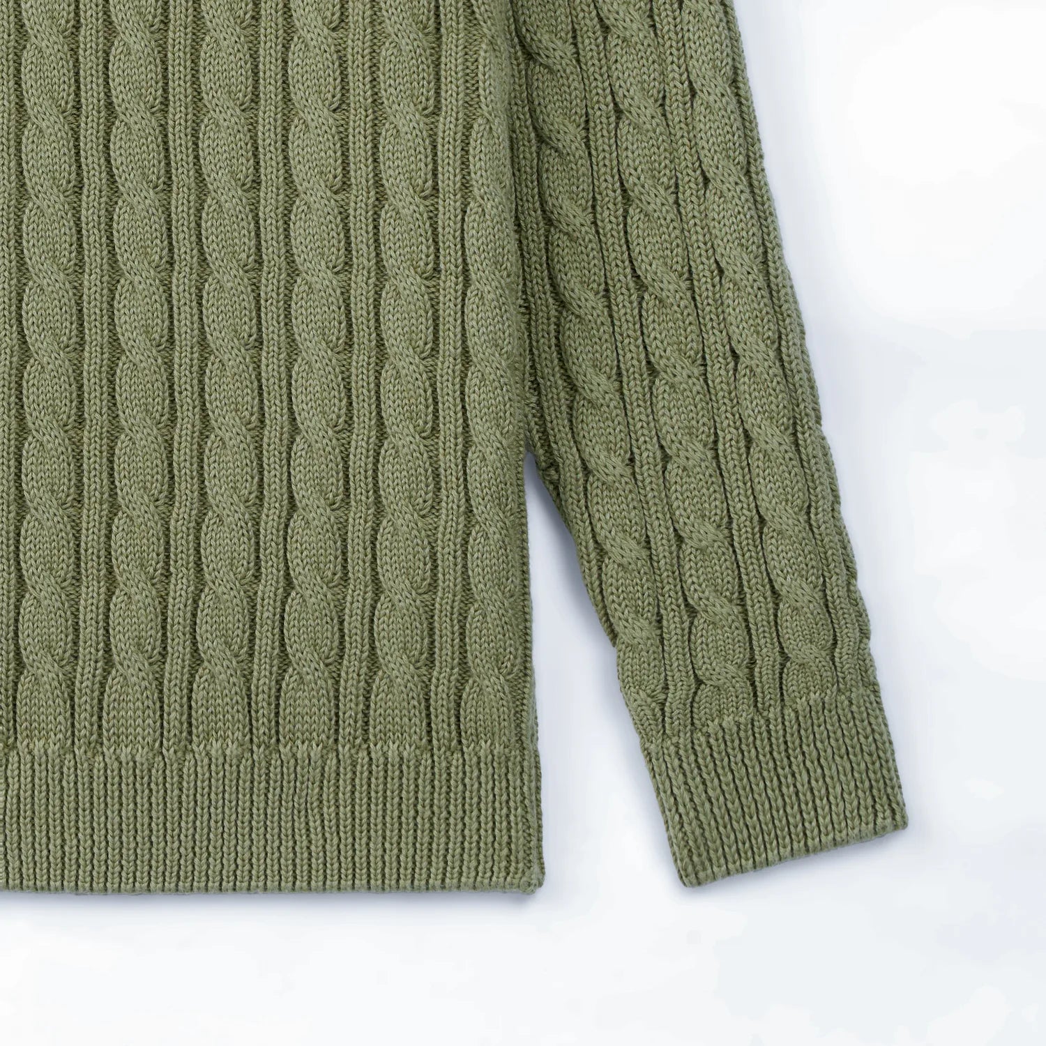 Classic Cable Knit Baby Sweater In Sage Green