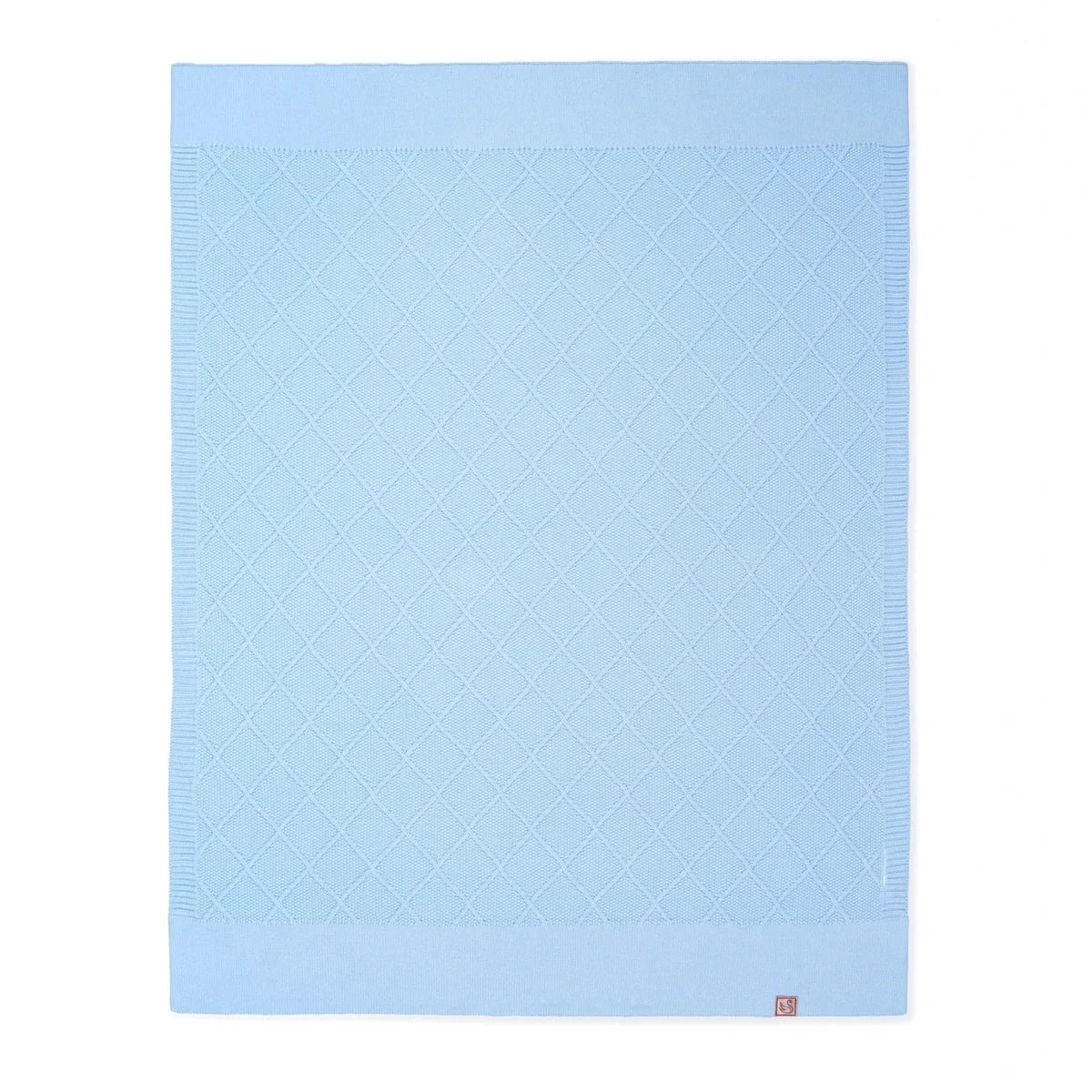 Diamond Stitch Baby Knit Blanket In Baby Blue