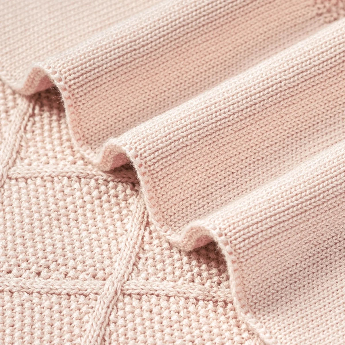 Diamond Stitch Baby Knit Blanket In Beige