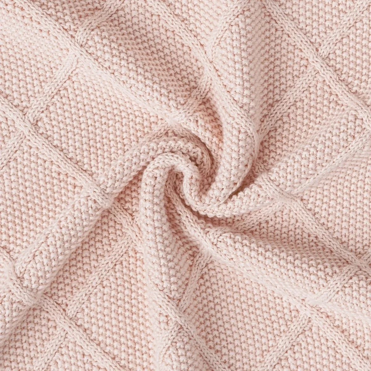 Diamond Stitch Baby Knit Blanket In Beige