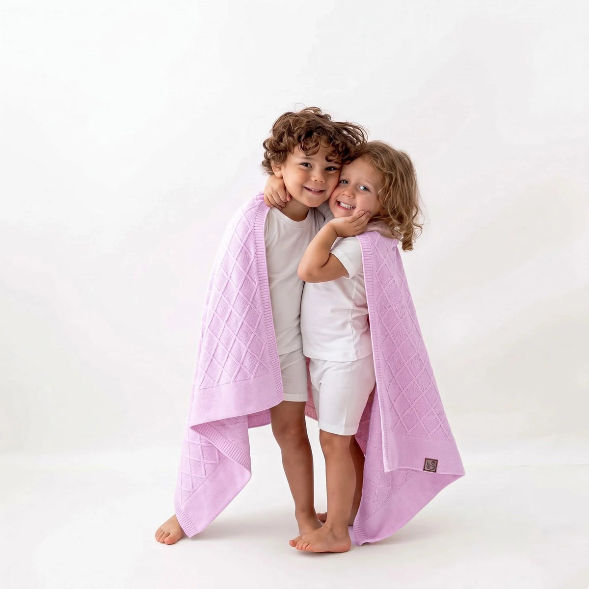 Diamond Stitch Baby Knit Blanket In Lilac