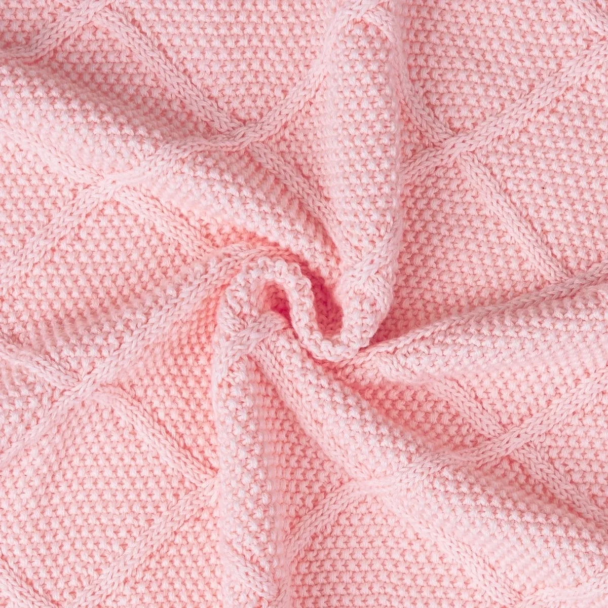 Diamond Stitch Baby Knit Blanket In Pink