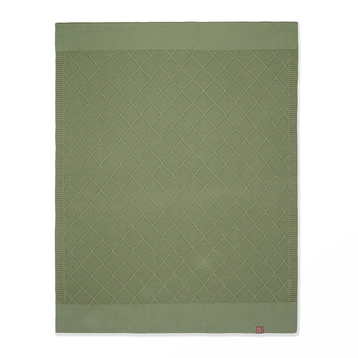 Diamond Stitch Baby Knit Blanket In Sage Green