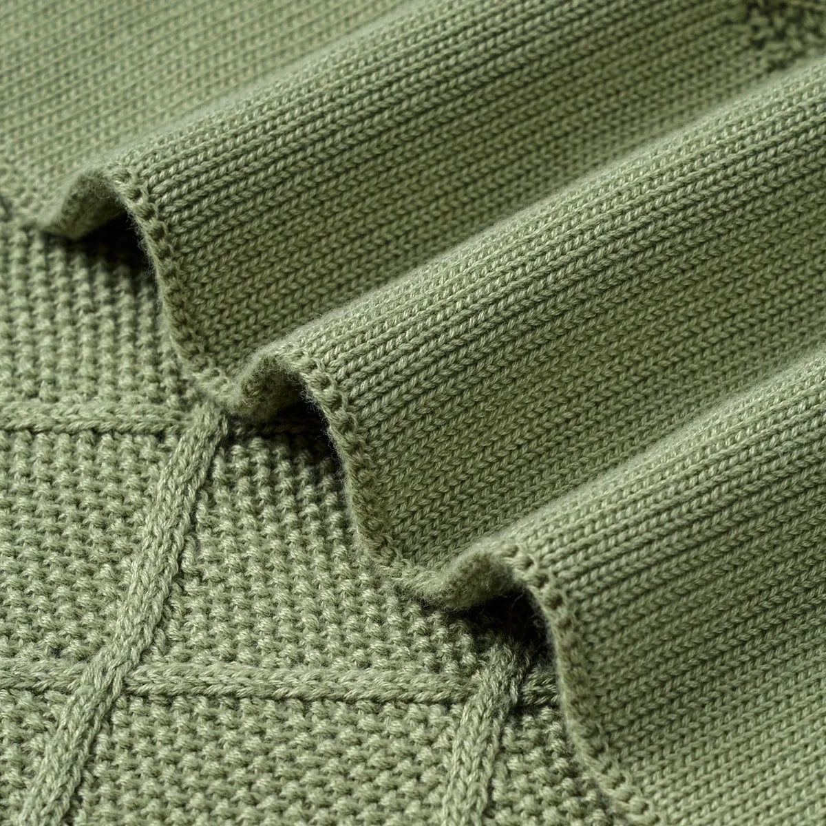 Diamond Stitch Baby Knit Blanket In Sage Green