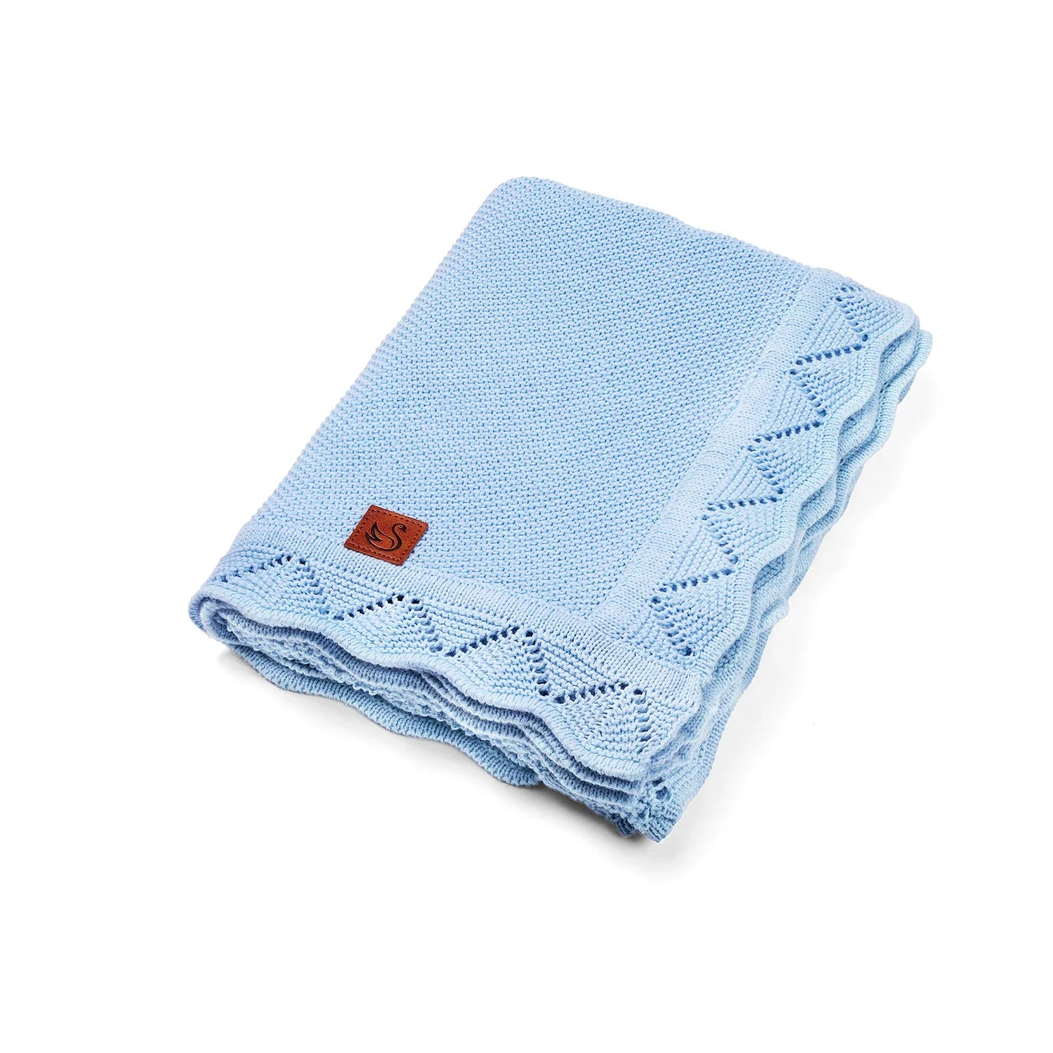Heirloom Lace Knit Baby Blanket In Baby Blue