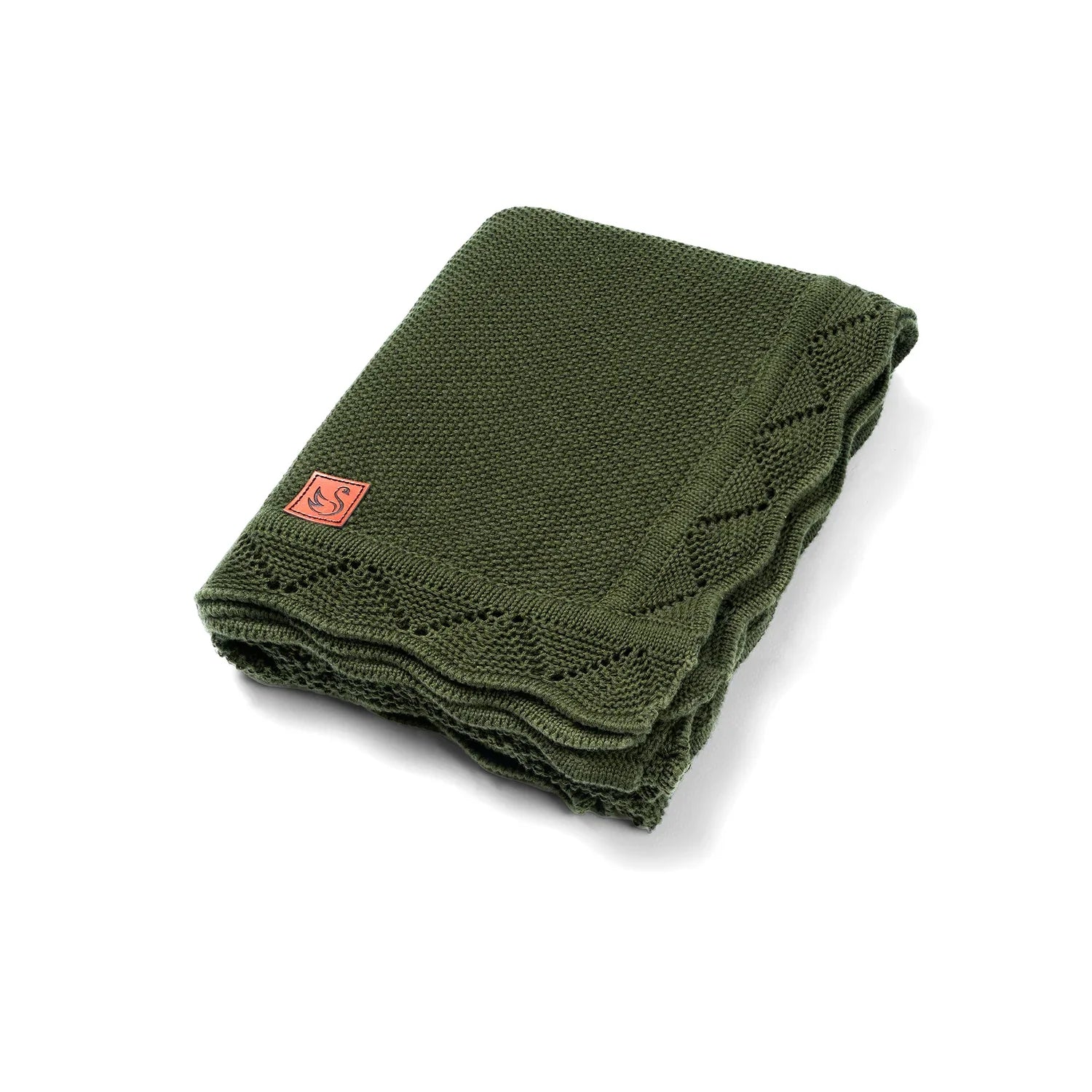 Heirloom Lace Knit Baby Blanket In Forest Green