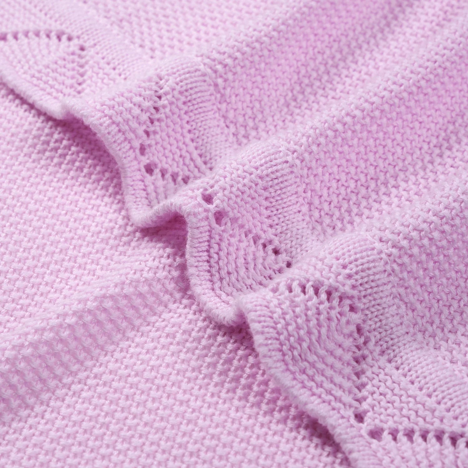 Heirloom Lace Knit Baby Blanket In Lilac