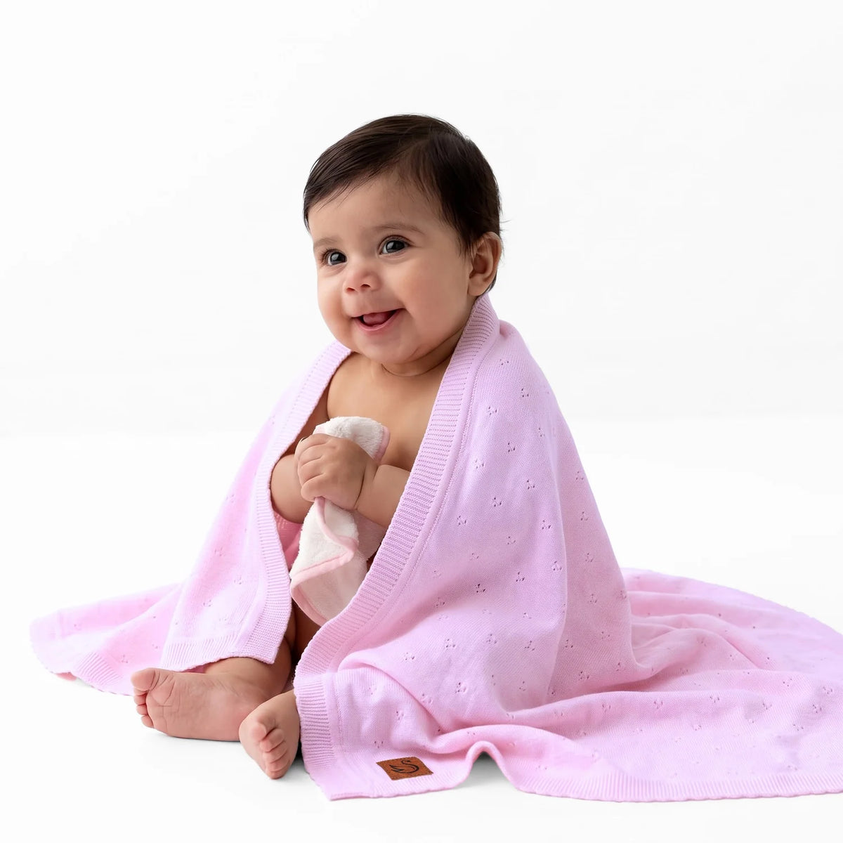 Pointelle Baby Knit Blanket In Lilac