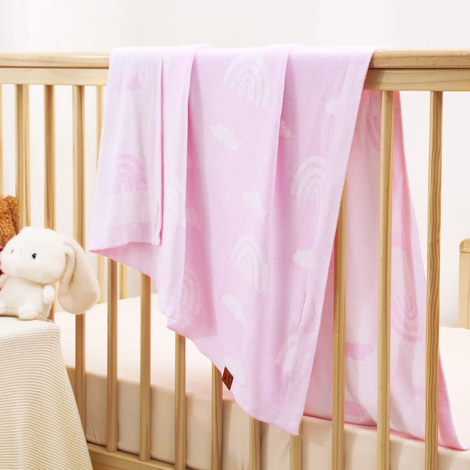 Rainbow Lilac Jacquard Knit Baby Blanket
