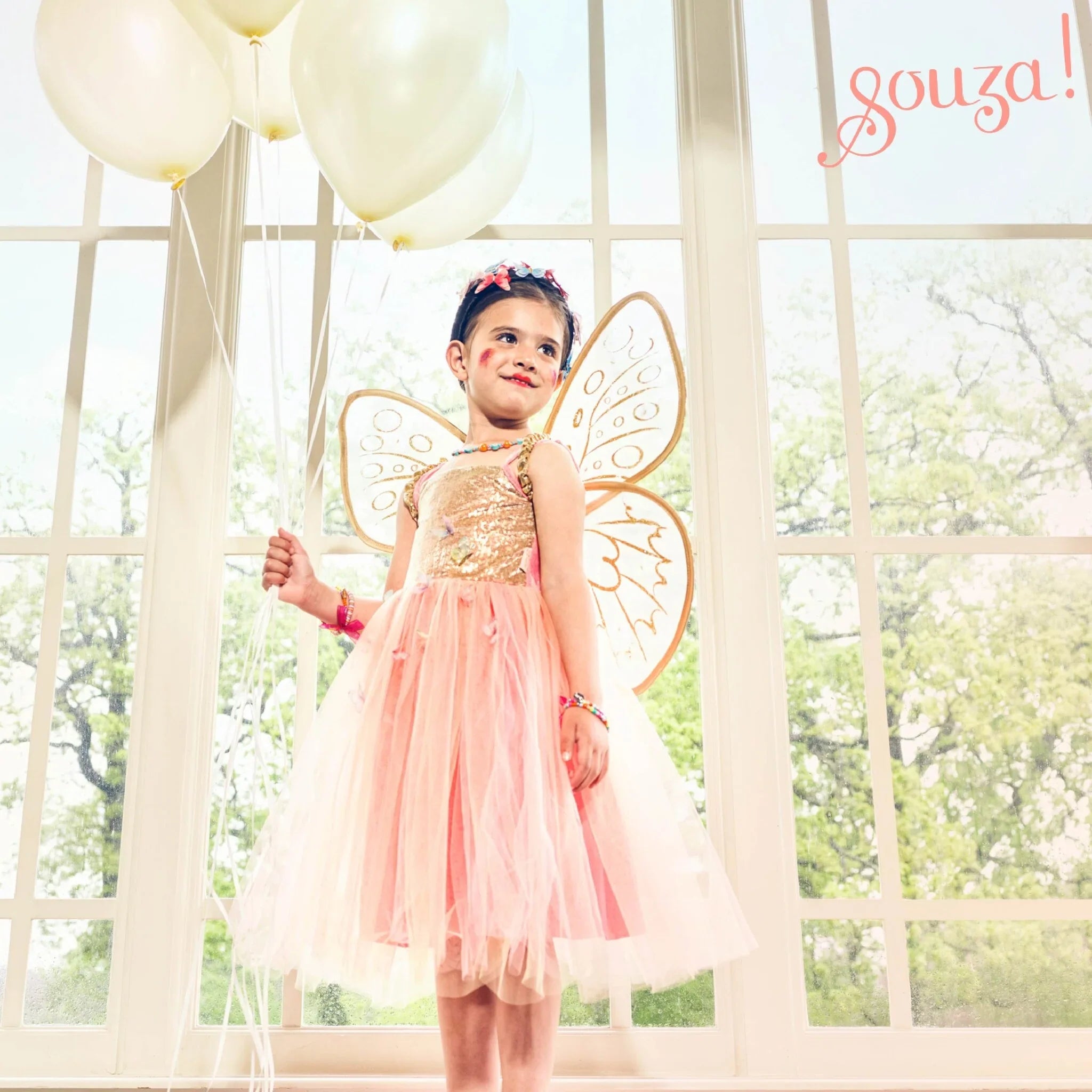 Joanna Fairy Costume–dress And Wings Set (orange)-role-play For Children(3 Sizes)
