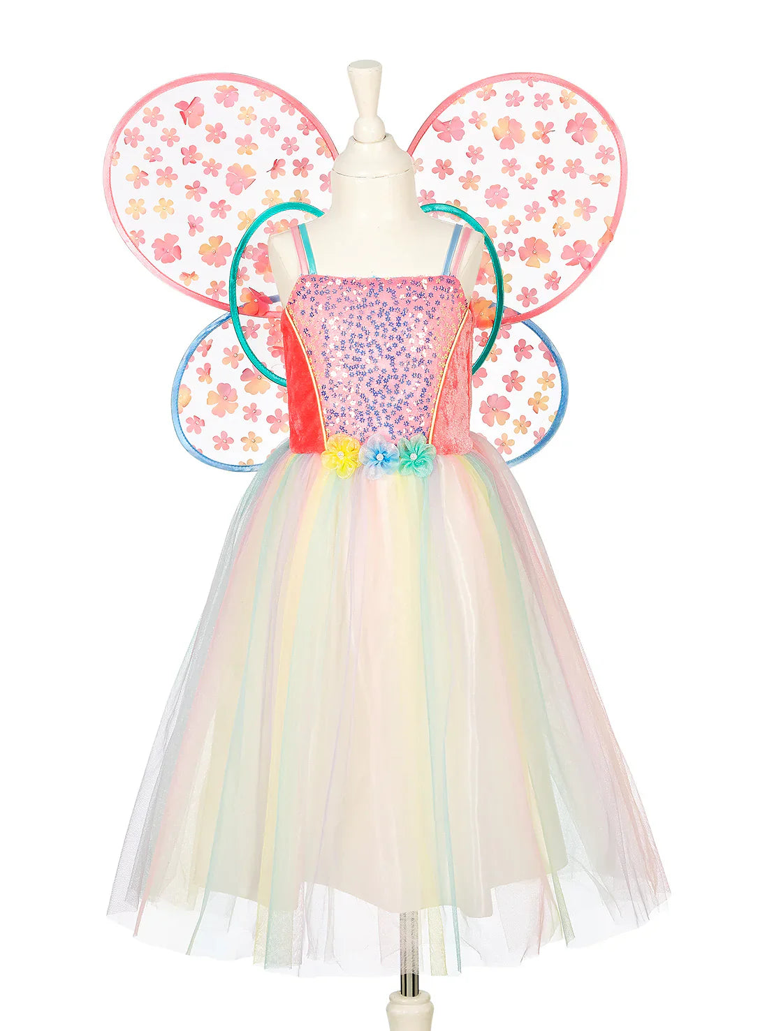 Flora Dress And Wings Set (green) - Role-play For Children (3 Sizes)