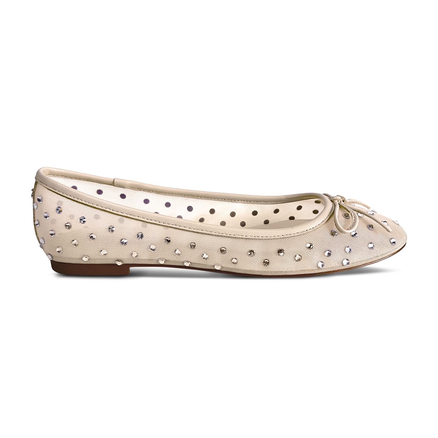 Sadie Ballet Flat In Beige Crystal Mesh