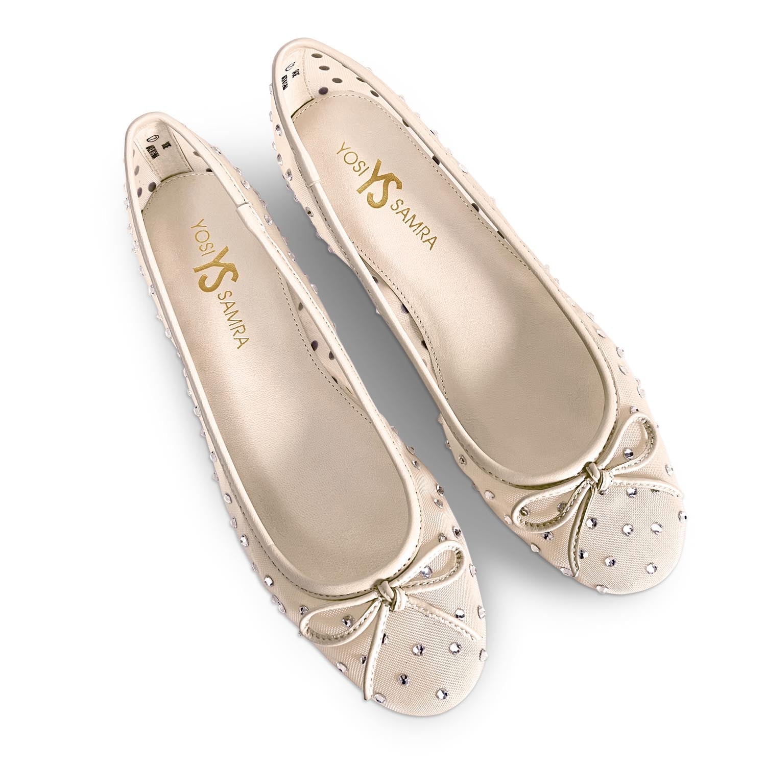 Sadie Ballet Flat In Beige Crystal Mesh